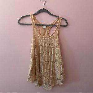 ultra flirt blue lace tank top with racer back